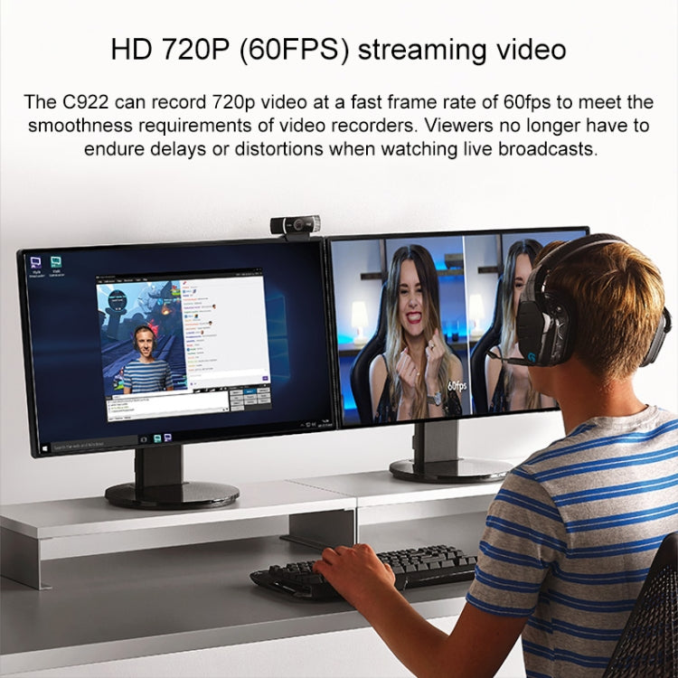Logitech C922 HD 1080P Auto Focus Webcam with 2 Omnidirectional Microphones - free shipping - PMC Jewellery - Order now!