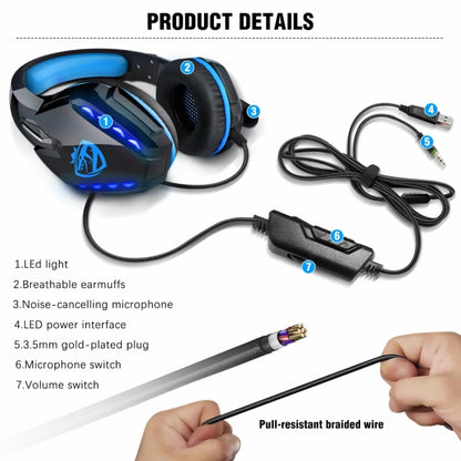 Soulbytes S11 USB + 3.5mm 4 Pin Adjustable LED Light Gaming Headset with Mic (Blue) - Multimedia Headset by Soulbytes | Online Shopping South Africa | PMC Jewellery | Buy Now Pay Later Mobicred