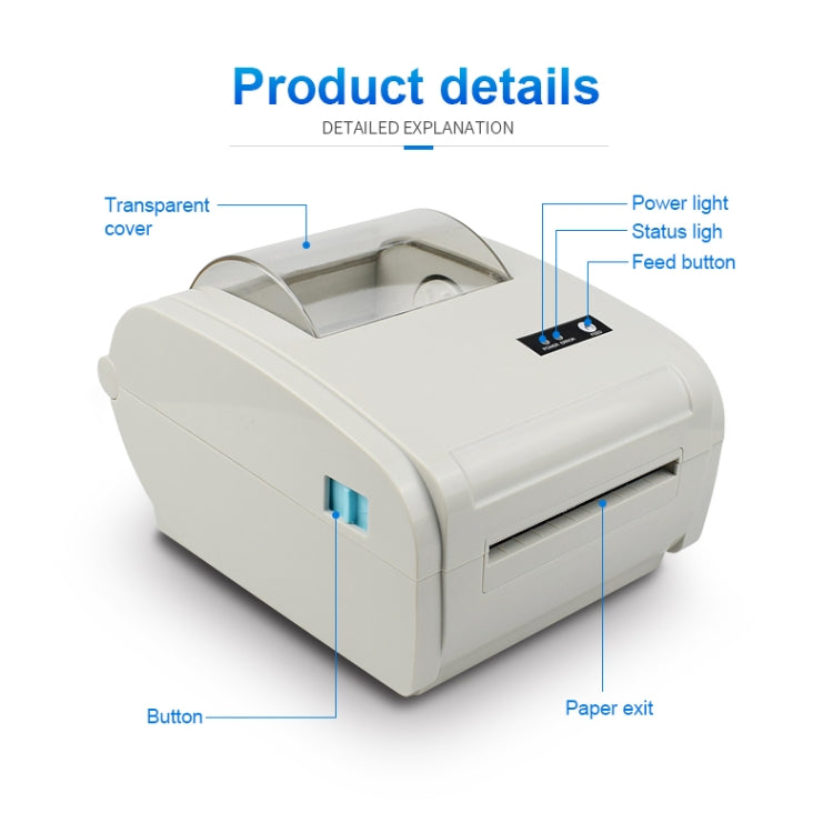 POS-9210 110mm USB +  Bluetooth POS Receipt Thermal Printer Express Delivery Barcode Label Printer, AU Plug(White) - Printer by PMC Jewellery | Online Shopping South Africa | PMC Jewellery | Buy Now Pay Later Mobicred