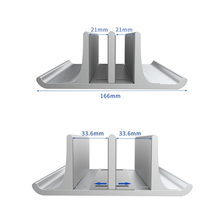 Universal Portable Aluminum Alloy Double Slot Width Adjustable Laptop Vertical Storage Stand Base(Black) - Laptop Stand by PMC TechLife | Online Shopping South Africa | PMC TechLife | Buy Now Pay Later Mobicred