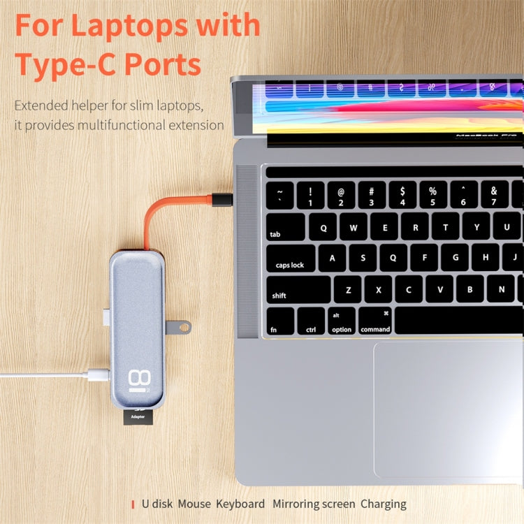 ROCK TR03 8 In 1 Type-C / USB-C to HDMI Multifunctional Extension HUB Adapter (Grey) - free shipping - PMC Jewellery - Order now!