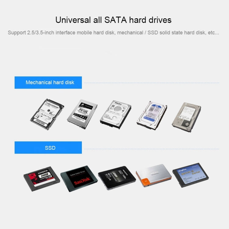 2.5 / 3.5 inch USB3.0 Dual SATA HDD Enclosure with HUB & OTB Function, The Maximum Support Capacity: 16TB - HDD Enclosure by PMC Jewellery | Online Shopping South Africa | PMC Jewellery | Buy Now Pay Later Mobicred