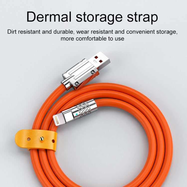 Mech Series 6A 120W USB to 8 Pin Metal Plug Silicone Fast Charging Data Cable, Length: 1.8m(White) - Normal Style Cable by PMC Jewellery | Online Shopping South Africa | PMC Jewellery | Buy Now Pay Later Mobicred