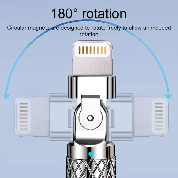 Mech Series 6A 120W USB to 8 Pin 180-degree Metal Plug Fast Charging Cable, Length: 1.2m(Black) - Normal Style Cable by PMC Jewellery | Online Shopping South Africa | PMC Jewellery | Buy Now Pay Later Mobicred