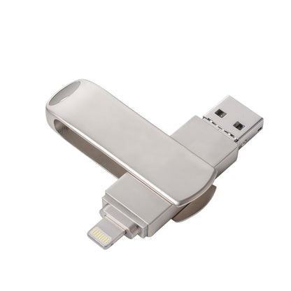 Richwell 3 in 1 16G Micro USB + 8 Pin + USB 3.0 Metal Rotating Push-pull Flash Disk with OTG Function(Silver) - U Disk & Card Reader by Richwell | Online Shopping South Africa | PMC Jewellery | Buy Now Pay Later Mobicred