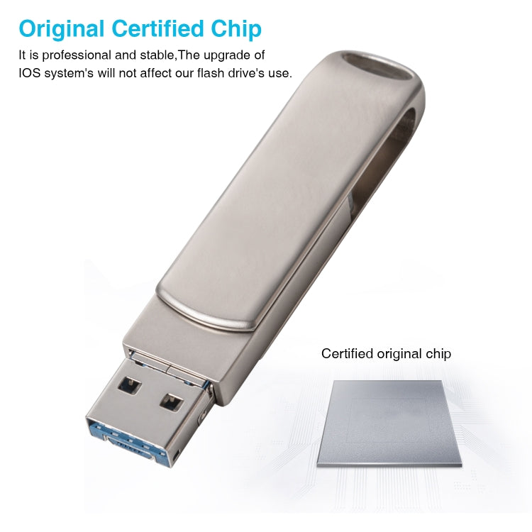 Richwell 3 in 1 16G Micro USB + 8 Pin + USB 3.0 Metal Rotating Push-pull Flash Disk with OTG Function(Silver) - U Disk & Card Reader by Richwell | Online Shopping South Africa | PMC Jewellery | Buy Now Pay Later Mobicred