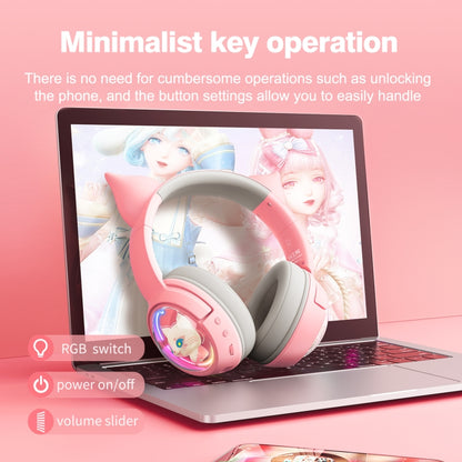 B5 Cat Ear Design USB-C / Type-C RGB Wireless Bluetooth HiFi Headset (Pink) - Multimedia Headset by PMC Jewellery | Online Shopping South Africa | PMC Jewellery | Buy Now Pay Later Mobicred