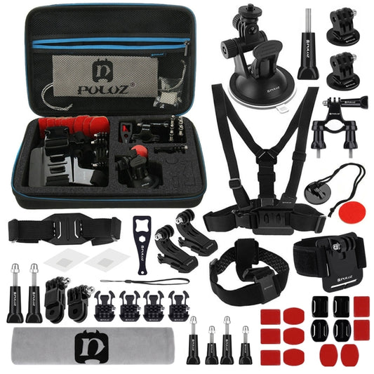 PULUZ 45 in 1 Accessories Ultimate Combo Kits with EVA Case (Chest Strap + Suction Cup Mount + 3-Way Pivot Arms + J-Hook Buckle + Wrist Strap + Helmet Strap + Surface Mounts + Tripod Adapter + Storage ... ce Pro, DJI Osmo Action 4 and Other Action Cameras -  by PULUZ | Online Shopping South Africa | PMC Jewellery | Buy Now Pay Later Mobicred