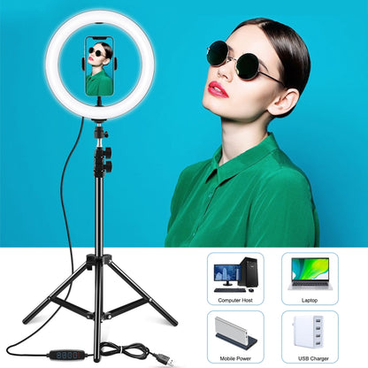 PULUZ 10.2 inch 26cm LED Ring Light  + 1.1m Tripod Mount Vlogging Video Light  Live Broadcast Kits - Ring Light by PULUZ | Online Shopping South Africa | PMC Jewellery | Buy Now Pay Later Mobicred