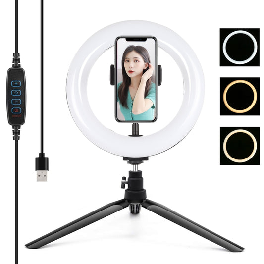 PULUZ 7.9 inch 20cm Light + Desktop Tripod Mount USB 3 Modes Dimmable Dual Color Temperature LED Curved Light Ring Vlogging Selfie Beauty Photography Video Lights with Phone Clamp(Black) - Ring Light by PULUZ | Online Shopping South Africa | PMC Jewellery | Buy Now Pay Later Mobicred