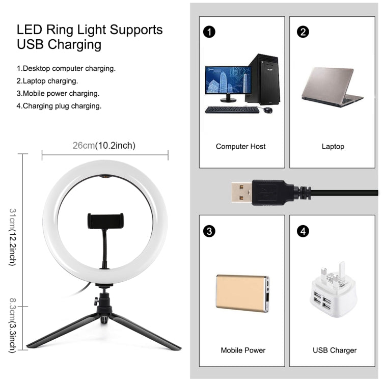 PULUZ 10.2 inch 26cm Marquee LED RGBWW Selfie Beauty Light + Desktop Tripod Mount 168 LED Dual-color Temperature Dimmable Ring Vlogging Photography Video Lights with Cold Shoe Tripod Ball Head & Remote Control & Phone Clamp(Black) - Ring Light by PULUZ | Online Shopping South Africa | PMC Jewellery | Buy Now Pay Later Mobicred