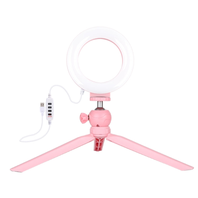 PULUZ 4.7 inch 12cm Light + Desktop Tripod Mount USB 3 Modes Dimmable LED Ring Vlogging Selfie Photography Video Lights with Cold Shoe Tripod Ball Head (Pink) - Ring Light by PULUZ | Online Shopping South Africa | PMC Jewellery | Buy Now Pay Later Mobicred