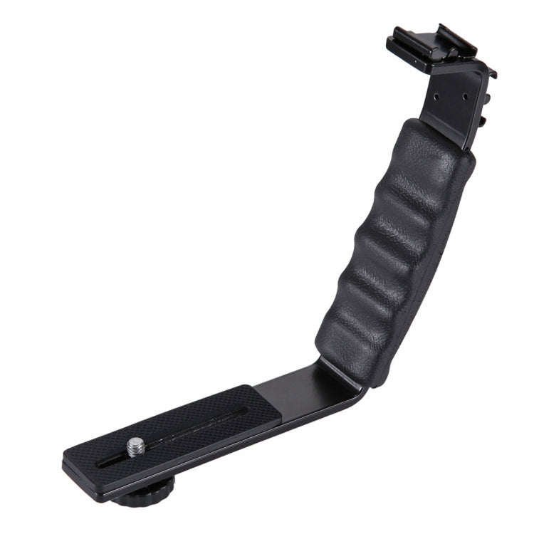 PULUZ L-Shape Bracket Handheld Grip Holder with Dual Side Cold Shoe Mounts for Video Light Flash, DSLR Camera - Hand Held Monopod by PULUZ | Online Shopping South Africa | PMC TechLife