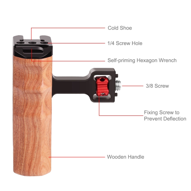 PULUZ 3/8 inch Screw Universal Camera Wooden Side Handle with Cold Shoe Mount for Camera Cage Stabilizer(Bronze) - Camera Stabilizer by PULUZ | Online Shopping South Africa | PMC Jewellery | Buy Now Pay Later Mobicred