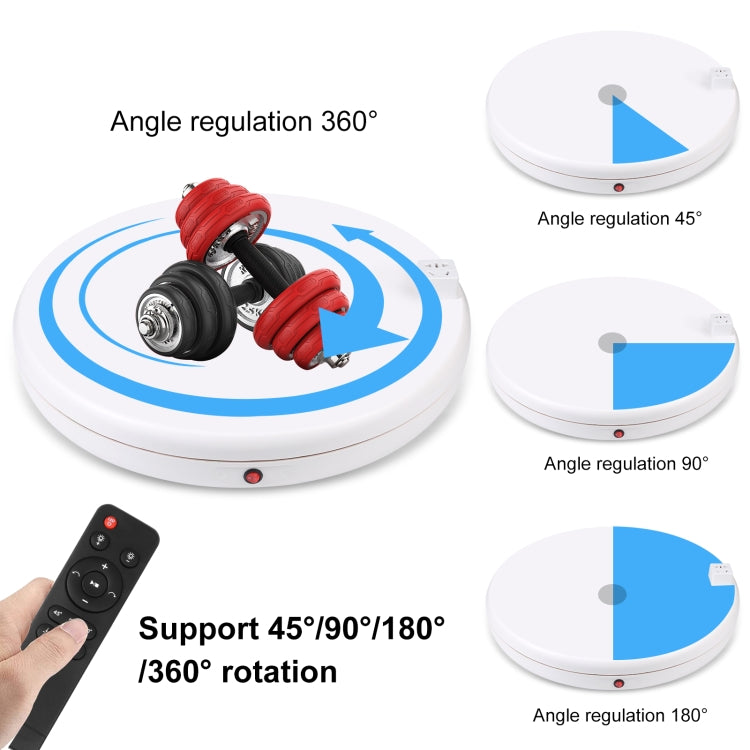 PULUZ 45cm Remote Control Adjusting Speed Rotating Turntable Display Stand with Power Socket, White, Load 100kg(US Plug) - free shipping - PMC TechLife - Order now!