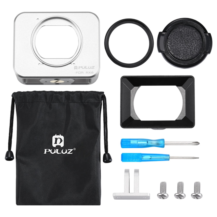 PULUZ for Sony RX0 Aluminum Alloy Protective Cage + 37mm UV Filter Lens + Lens Sunshade with Screws and Screwdrivers(Silver) - Metal Cases by PULUZ | Online Shopping South Africa | PMC Jewellery | Buy Now Pay Later Mobicred