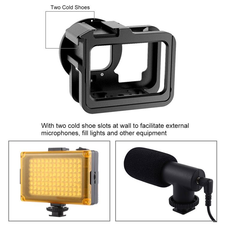 PULUZ for GoPro HERO12 Black /11 Black /10 Black /9 Black Thicken Housing Shell CNC Aluminum Alloy Protective Cage with Insurance Frame & 52mm UV Lens(Black) - Metal Cases by PULUZ | Online Shopping South Africa | PMC Jewellery | Buy Now Pay Later Mobicred