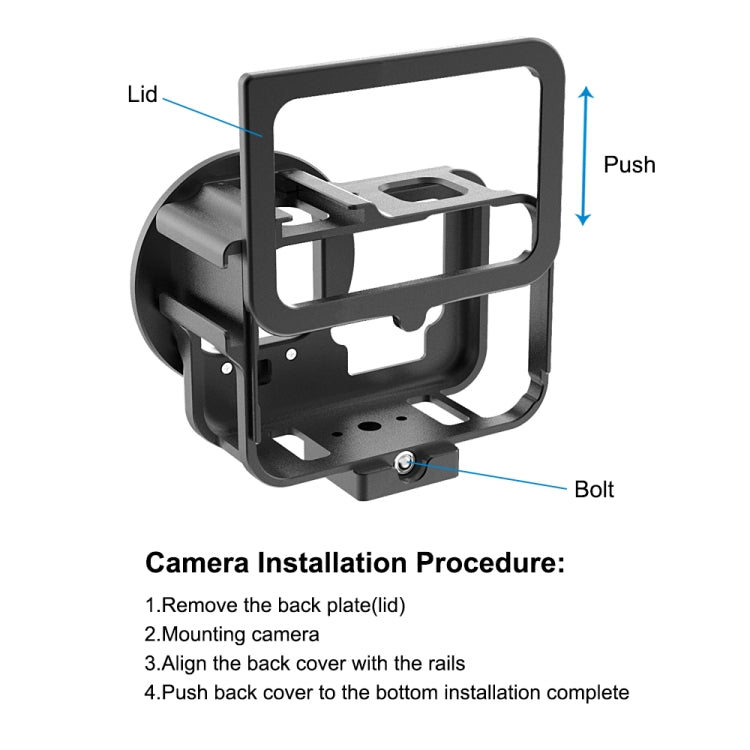 PULUZ for GoPro HERO12 Black /11 Black /10 Black /9 Black Thin Housing Shell CNC Aluminum Alloy Protective Cage with Insurance Frame & 52mm UV Lens(Black) - Metal Cases by PULUZ | Online Shopping South Africa | PMC Jewellery | Buy Now Pay Later Mobicred