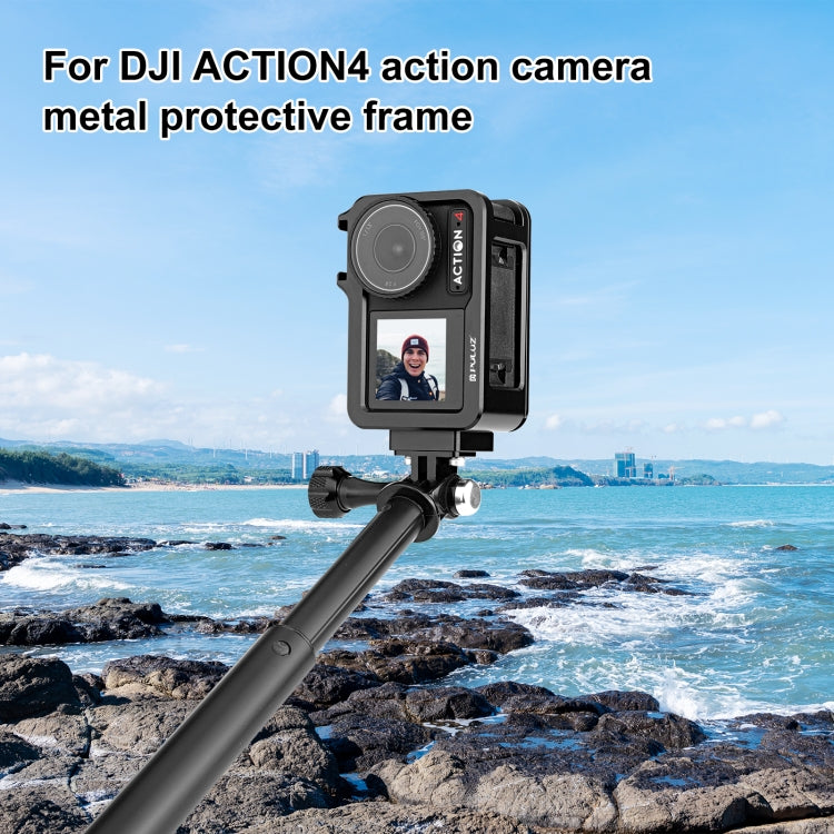 For DJI Osmo Action 4 / 3 PULUZ Metal Cage Expansion Adapter Frame with Cold Shoe (Black) -  by PULUZ | Online Shopping South Africa | PMC Jewellery | Buy Now Pay Later Mobicred