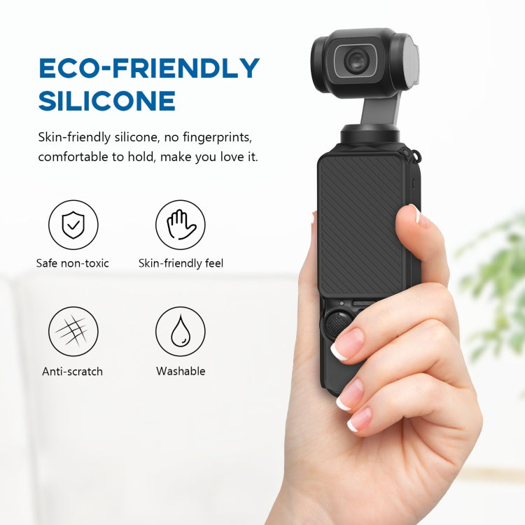 For DJI OSMO Pocket 3 PULUZ  2 in 1 Silicone Cover Case Set with Strap (Black) - Case & Bags by PULUZ | Online Shopping South Africa | PMC Jewellery | Buy Now Pay Later Mobicred