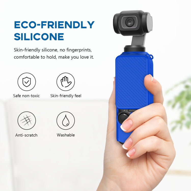 For DJI OSMO Pocket 3 PULUZ  2 in 1 Silicone Cover Case Set with Strap (Blue) - Case & Bags by PULUZ | Online Shopping South Africa | PMC Jewellery | Buy Now Pay Later Mobicred