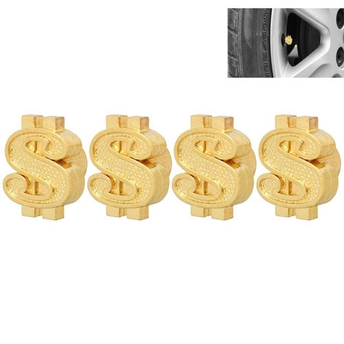 Universal 8mm Dollar Style Plastic Car Tire Valve Caps, Pack of 4(Gold) - Tire Valve Caps by PMC Jewellery | Online Shopping South Africa | PMC Jewellery