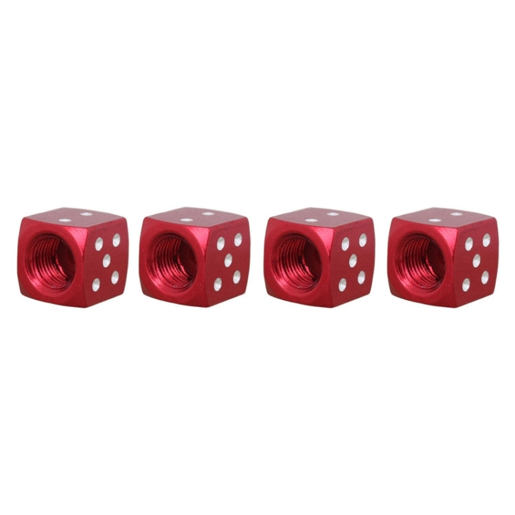 Universal 8mm Dice Style Aluminium Alloy Car Tire Valve Caps, Pack of 4(Red) - Tire Valve Caps by PMC Jewellery | Online Shopping South Africa | PMC Jewellery