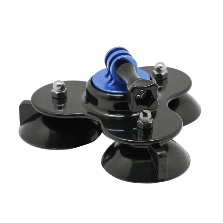 Triangle Direction Suction Cup Mount with Tripod Mount + Handle Screw for GoPro Hero12 Black / Hero11 /10 /9 /8 /7 /6 /5, Insta360 Ace / Ace Pro, DJI Osmo Action 4 and Other Action Cameras(Dark Blue) - Holder by PMC Jewellery | Online Shopping South Africa | PMC Jewellery | Buy Now Pay Later Mobicred