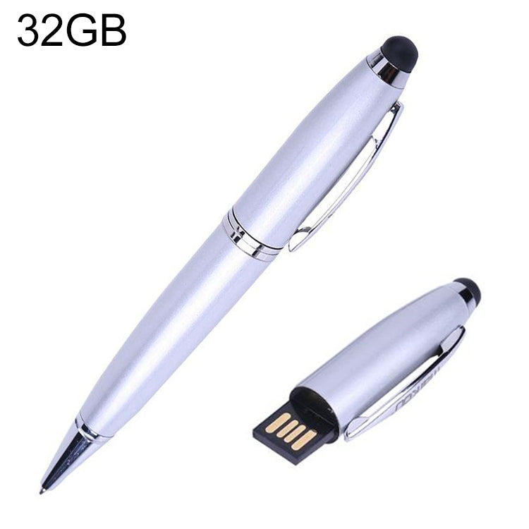2 in 1 Pen Style USB Flash Disk, Silver (32GB)(Silver) - USB Flash Drives by PMC TechLife | Online Shopping South Africa | PMC TechLife | Buy Now Pay Later Mobicred