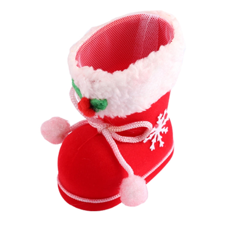 Santa Pattern Christmas Decoration Flocking Stocking Boot Candy Bag, Size: 9cm x 10cm x 5cm - Christmas Gift Bags & Boxes by PMC Jewellery | Online Shopping South Africa | PMC Jewellery | Buy Now Pay Later Mobicred