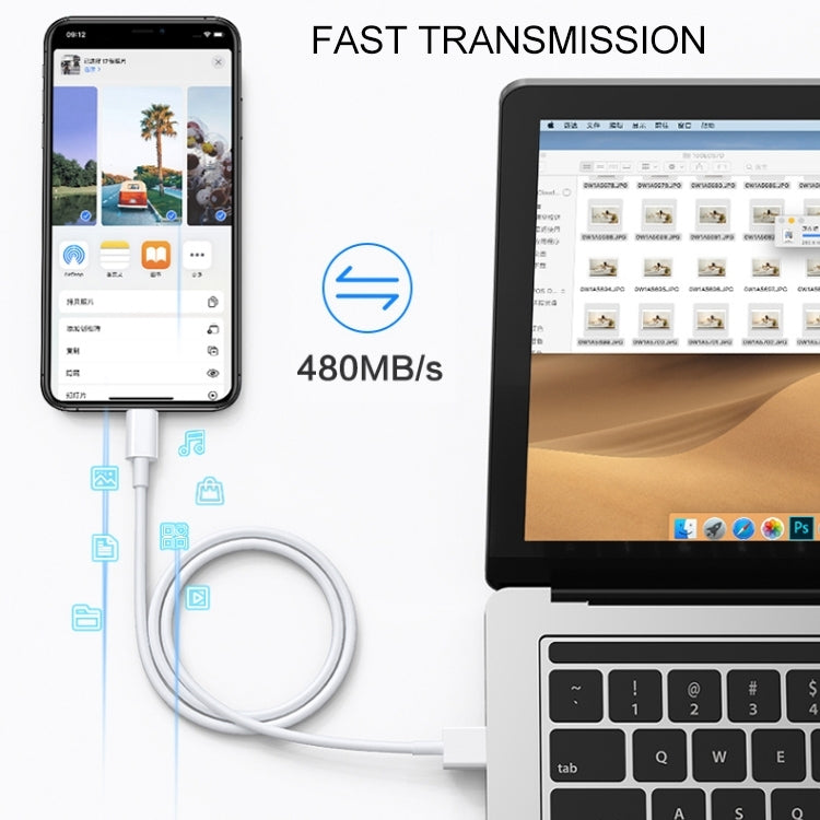 1m USB Sync Data & Charging Cable(White) - Normal Style Cable by PMC TechLife | Online Shopping South Africa | PMC TechLife
