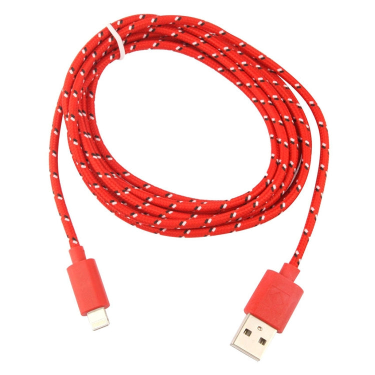 1m Nylon Netting USB Data Transfer Charging Cable For iPhone, iPad, Compatible with up to iOS 15.5(Red) - Normal Style Cable by PMC Jewellery | Online Shopping South Africa | PMC Jewellery | Buy Now Pay Later Mobicred