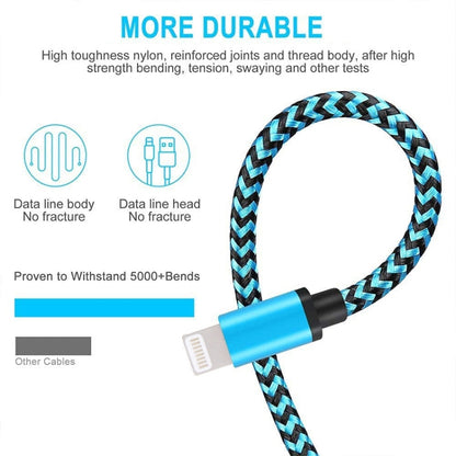 2m Woven Style 8 Pin to USB Sync Data / Charging Cable(Blue) - Normal Style Cable by PMC Jewellery | Online Shopping South Africa | PMC Jewellery | Buy Now Pay Later Mobicred