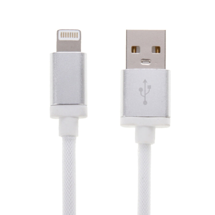 Net Style Metal Head USB to 8 Pin Data / Charger Cable, Cable Length: 25cm(White) - Normal Style Cable by PMC Jewellery | Online Shopping South Africa | PMC Jewellery | Buy Now Pay Later Mobicred