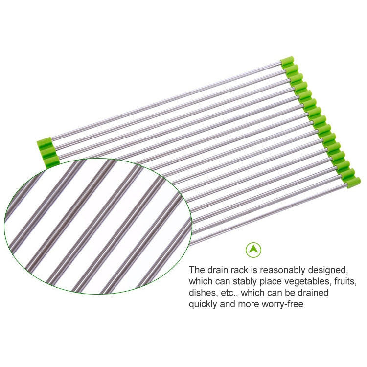 40x24x0.9cm Stainless Steel Folding Drain Rack(Green) - Shelf by PMC TechLife | Online Shopping South Africa | PMC TechLife | Buy Now Pay Later Mobicred
