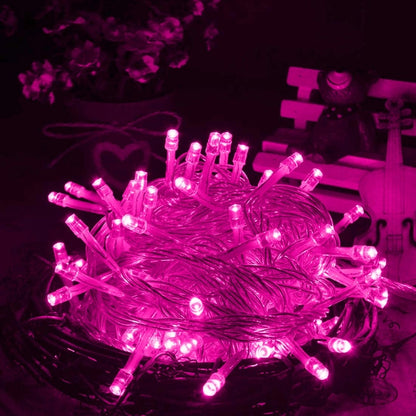 Waterproof  String Light, Length: 10m, 100 LED, Flashing / Fading / Chasing Effect, with Controller, AC 220V, EU Plug(Pink Light) - Holiday Lights by PMC Jewellery | Online Shopping South Africa | PMC Jewellery | Buy Now Pay Later Mobicred