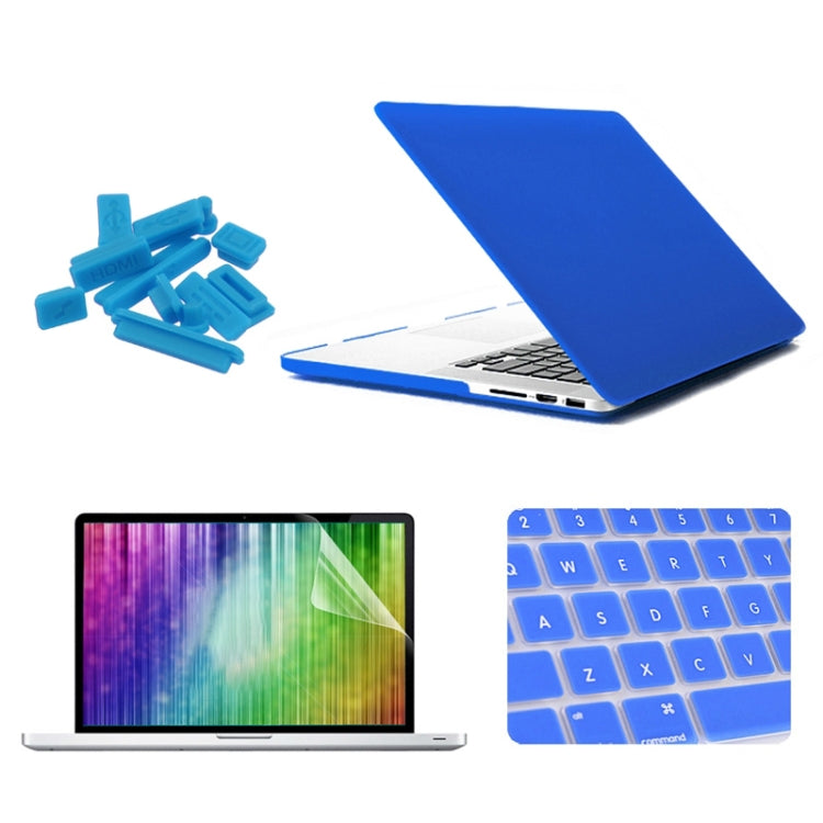 ENKAY for MacBook Pro Retina 13.3 inch (US Version) / A1425 / A1502 4 in 1 Frosted Hard Shell Plastic Protective Case with Screen Protector & Keyboard Guard & Anti-dust Plugs(Dark Blue) - MacBook Pro Cases by ENKAY | Online Shopping South Africa | PMC Jewellery