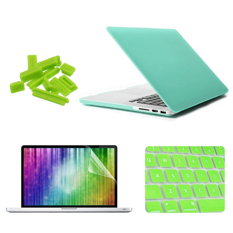 ENKAY for MacBook Pro Retina 15.4 inch (US Version) / A1398 4 in 1 Frosted Hard Shell Plastic Protective Case with Screen Protector & Keyboard Guard & Anti-dust Plugs(Green) - MacBook Pro Cases by ENKAY | Online Shopping South Africa | PMC Jewellery | Buy Now Pay Later Mobicred