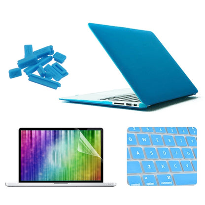 ENKAY for MacBook Air 11.6 inch (US Version) / A1370 / A1465 4 in 1 Frosted Hard Shell Plastic Protective Case with Screen Protector & Keyboard Guard & Anti-dust Plugs(Blue) - MacBook Air Cases by ENKAY | Online Shopping South Africa | PMC Jewellery | Buy Now Pay Later Mobicred