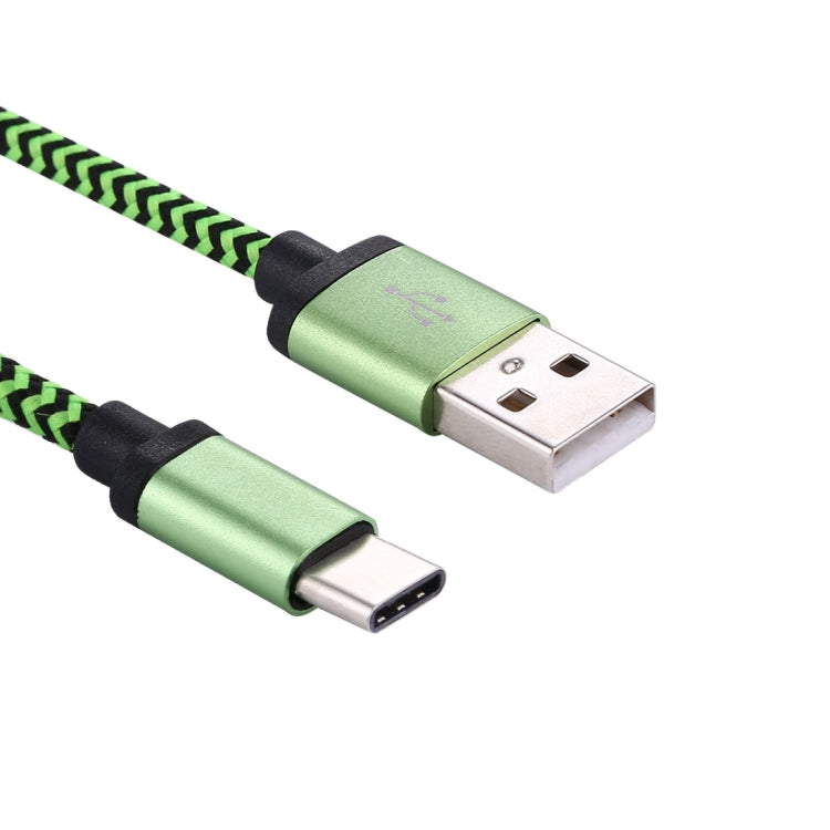 1m Woven Style USB-C / Type-C 3.1 to USB 2.0 Data Sync Charge Cable(Green) - USB-C & Type-C Cable by PMC Jewellery | Online Shopping South Africa | PMC Jewellery | Buy Now Pay Later Mobicred