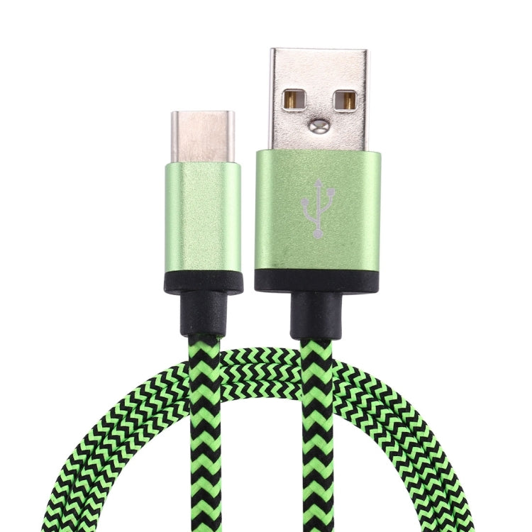 1m Woven Style USB-C / Type-C 3.1 to USB 2.0 Data Sync Charge Cable(Green) - USB-C & Type-C Cable by PMC Jewellery | Online Shopping South Africa | PMC Jewellery | Buy Now Pay Later Mobicred