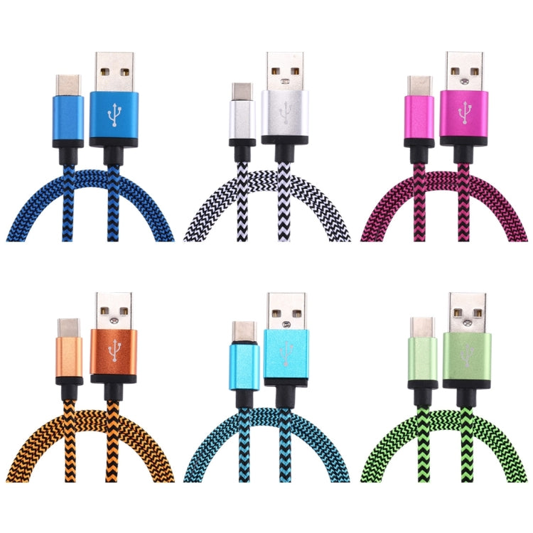 1m Woven Style USB-C / Type-C 3.1 to USB 2.0 Data Sync Charge Cable(Orange) - USB-C & Type-C Cable by PMC TechLife | Online Shopping South Africa | PMC TechLife | Buy Now Pay Later Mobicred
