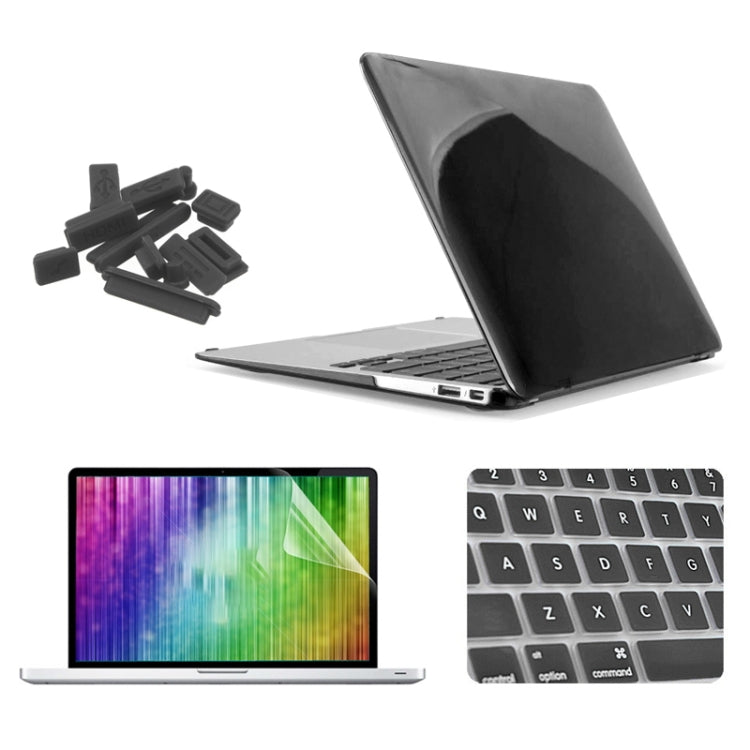 ENKAY for MacBook Air 13.3 inch (US Version) / A1369 / A1466 4 in 1 Crystal Hard Shell Plastic Protective Case with Screen Protector & Keyboard Guard & Anti-dust Plugs(Black) - MacBook Air Cases by ENKAY | Online Shopping South Africa | PMC Jewellery | Buy Now Pay Later Mobicred