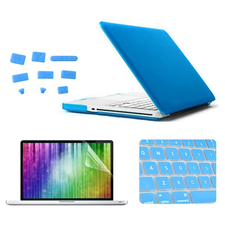 ENKAY for MacBook Pro 13.3 inch (US Version) / A1278 4 in 1 Frosted Hard Shell Plastic Protective Case with Screen Protector & Keyboard Guard & Anti-dust Plugs(Blue) - MacBook Pro Cases by ENKAY | Online Shopping South Africa | PMC Jewellery | Buy Now Pay Later Mobicred