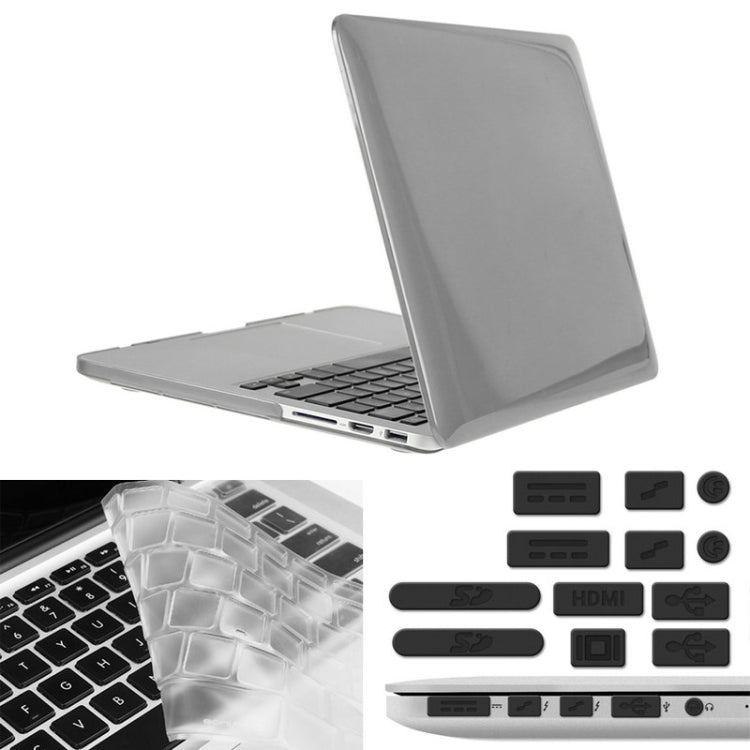 ENKAY for Macbook Pro Retina 13.3 inch (US Version) / A1425 / A1502 Hat-Prince 3 in 1 Crystal Hard Shell Plastic Protective Case with Keyboard Guard & Port Dust Plug(Grey) - MacBook Pro Cases by ENKAY | Online Shopping South Africa | PMC Jewellery | Buy Now Pay Later Mobicred