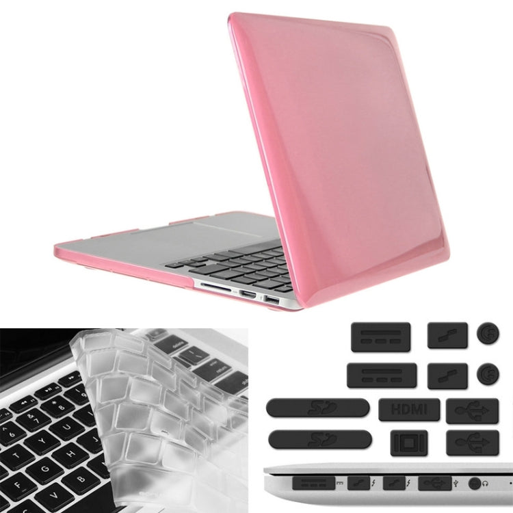 ENKAY for Macbook Pro Retina 15.4 inch (US Version) / A1398 Hat-Prince 3 in 1 Crystal Hard Shell Plastic Protective Case with Keyboard Guard & Port Dust Plug(Pink) - MacBook Pro Cases by ENKAY | Online Shopping South Africa | PMC Jewellery | Buy Now Pay Later Mobicred