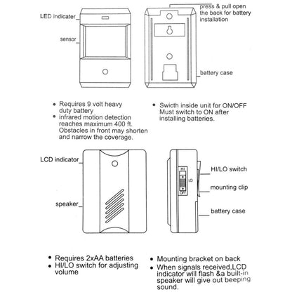 F622-108 Electro Guard Watch IR Remote Detection System / Wireless Doorbell(White) - Wireless Doorbell by PMC Jewellery | Online Shopping South Africa | PMC Jewellery