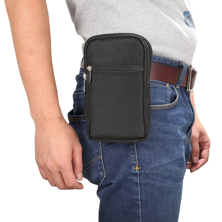 7 inch and Below Universal Polyester Men Vertical Style Case Waist Bag with Belt Hole & Climbing Buckle, For iPhone, Samsung, Sony, Huawei, Meizu, Lenovo, ASUS, Oneplus, Xiaomi, Cubot, Ulefone, Letv, DOOGEE, Vkworld, and other (Black) - More iPhone Cases by PMC Jewellery | Online Shopping South Africa | PMC Jewellery | Buy Now Pay Later Mobicred