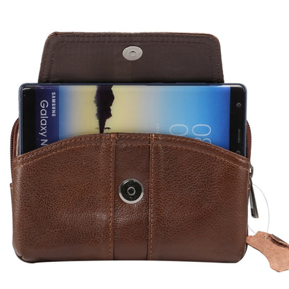 6.0 inch and Below Universal Genuine Leather Men Horizontal Style Case Waist Bag with Belt Hole, For Sony, Huawei, Meizu, Lenovo, ASUS, Cubot, Oneplus, Xiaomi, Ulefone, Letv, DOOGEE, Vkworld, and other Smartphones(Coffee) - More iPhone Cases by PMC Jewellery | Online Shopping South Africa | PMC Jewellery | Buy Now Pay Later Mobicred