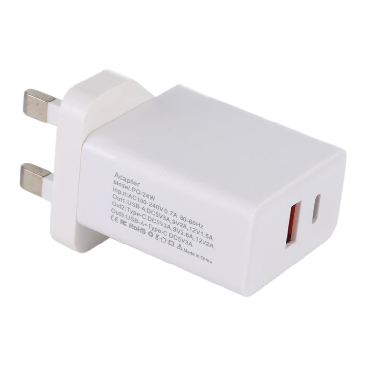 24W PD + QC3.0 Fast Charger Power Adapter Plug Adapter UK Plug - Plug Adaptor by PMC Jewellery | Online Shopping South Africa | PMC Jewellery | Buy Now Pay Later Mobicred